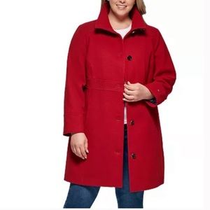 TOMMY HILFIGER PLUS-SIZE SINGLE BREASTED RED-PEACOAT 1X